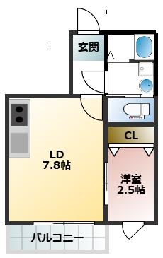 グレードVIII(1SK/1階)の間取り写真