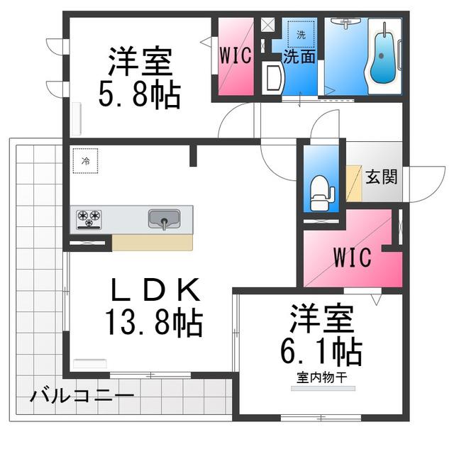 PORTO SERENO(2LDK/1階)の間取り写真