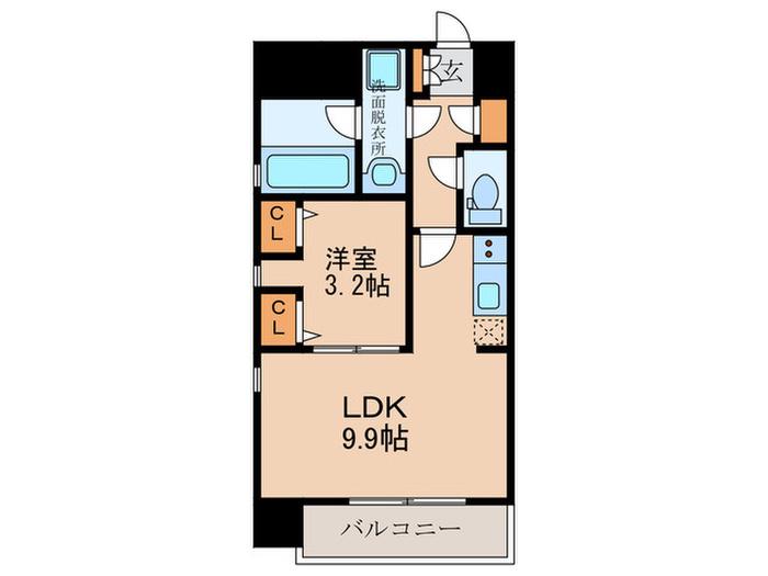 GRAND HILL IWASE BLD(1LDK/9階)の間取り写真