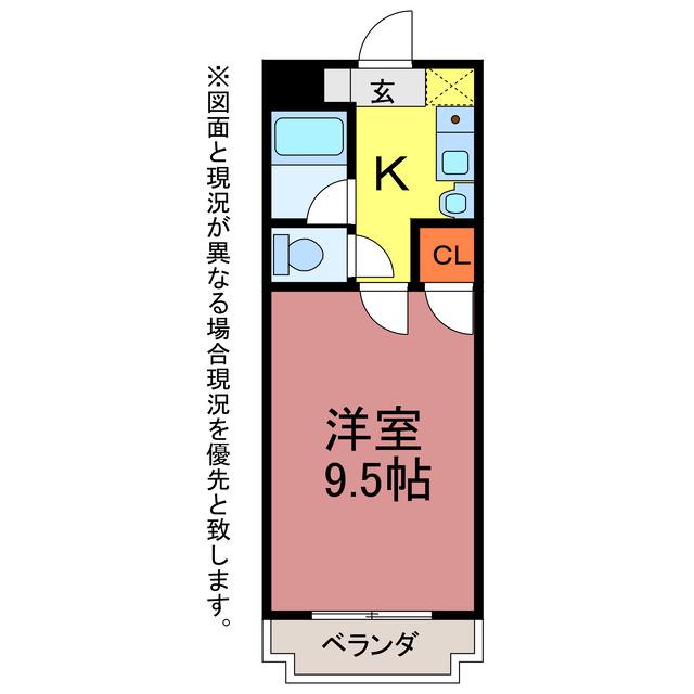ベルシャイン(1K/1階)の間取り写真