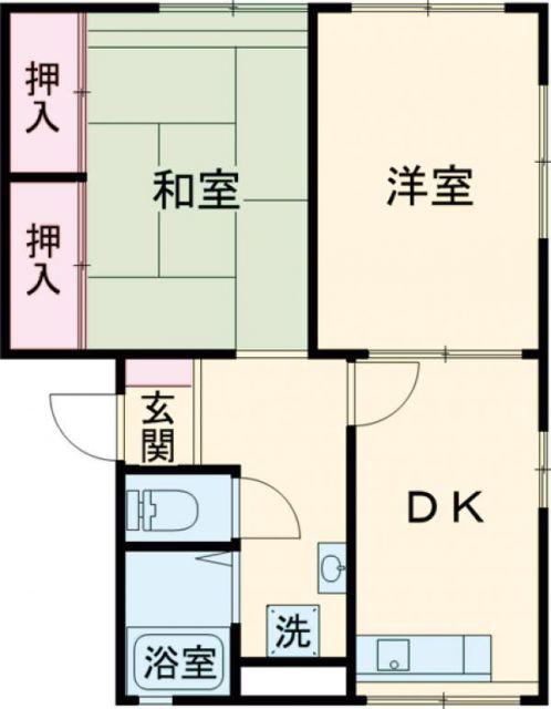 シティーハイム辻(2DK/1階)の間取り写真