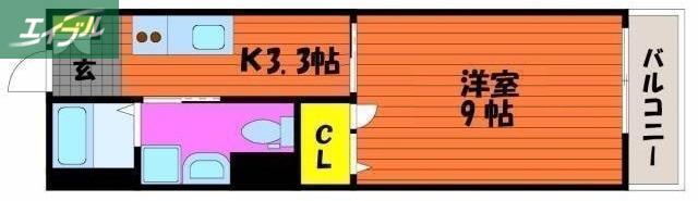 アイステージ幸町(1K/2階)の間取り写真
