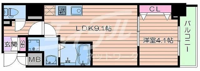 S-RESIDENCE江坂EMINENCE(1LDK/2階)の間取り写真
