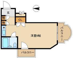 ヴィクトリアコート武庫之荘(ワンルーム/2階)の間取り写真