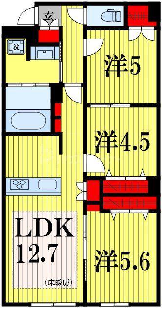 ウエスト・ノワール(3LDK/1階)の間取り写真