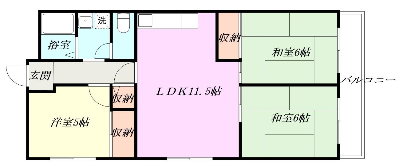 杉谷パークマンション(3LDK/5階)の間取り写真