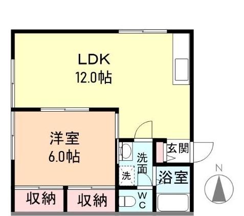 ビラージュ下新(1LDK/2階)の間取り写真