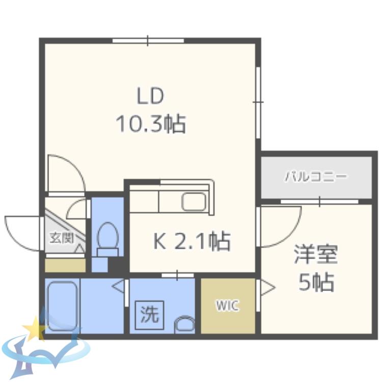 CITYPREMIERE発寒(1LDK/1階)の間取り写真