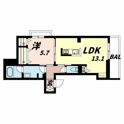 シャーメゾン姫路W(1LDK/3階)の間取り写真