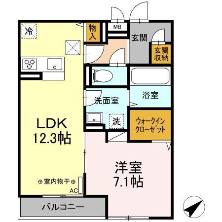 CREST西鎌倉(1LDK/1階)の間取り写真