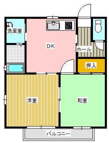 フィオーレS(2DK/2階)の間取り写真