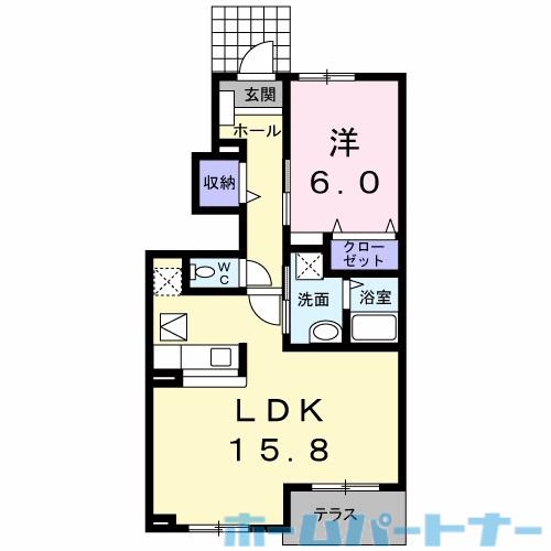 JR徳島線 阿波山川駅 徒歩46分 2階建 築22年(1LDK/1階)の間取り写真
