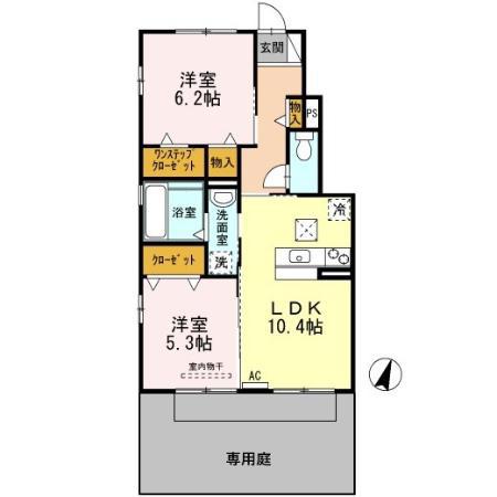 グランボヌール(2LDK/1階)の間取り写真