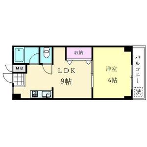 シャトー冨士(1LDK/4階)の間取り写真