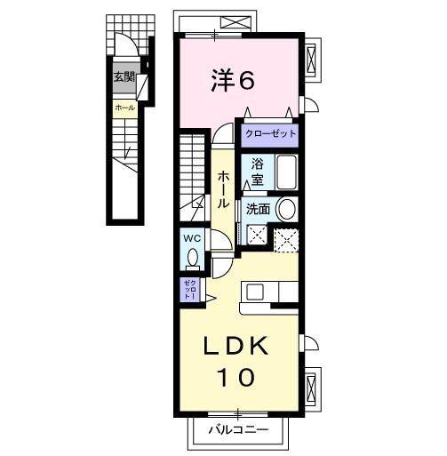 メゾン若園A棟(1LDK/2階)の間取り写真