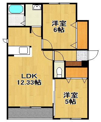 GLOIR恵庭(2LDK/1階)の間取り写真