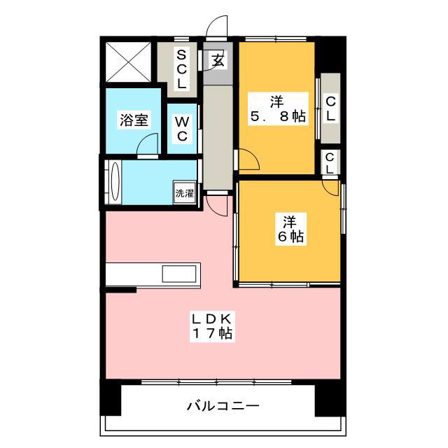 フォレスト.N(2LDK/9階)の間取り写真