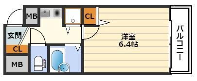 エスティライフ梅田新道(1K/2階)の間取り写真