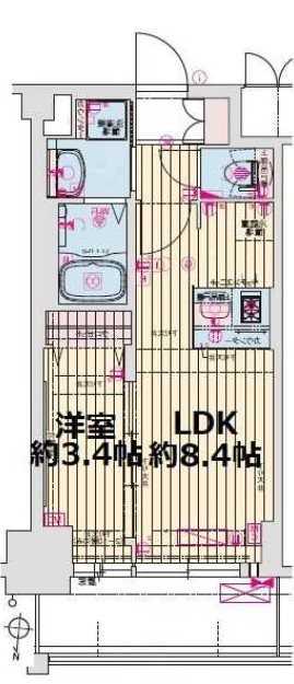 プレサンス新大阪ジェイズ(1LDK/8階)の間取り写真