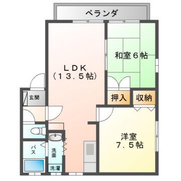 フレマリール青葉(2LDK/1階)の間取り写真