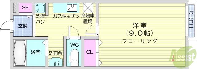 M-GRANTS(1K/2階)の間取り写真