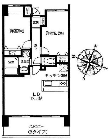 エトワール(2LDK/5階)の間取り写真