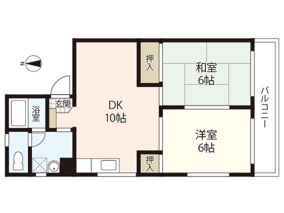コーポふじもと(2LDK/2階)の間取り写真