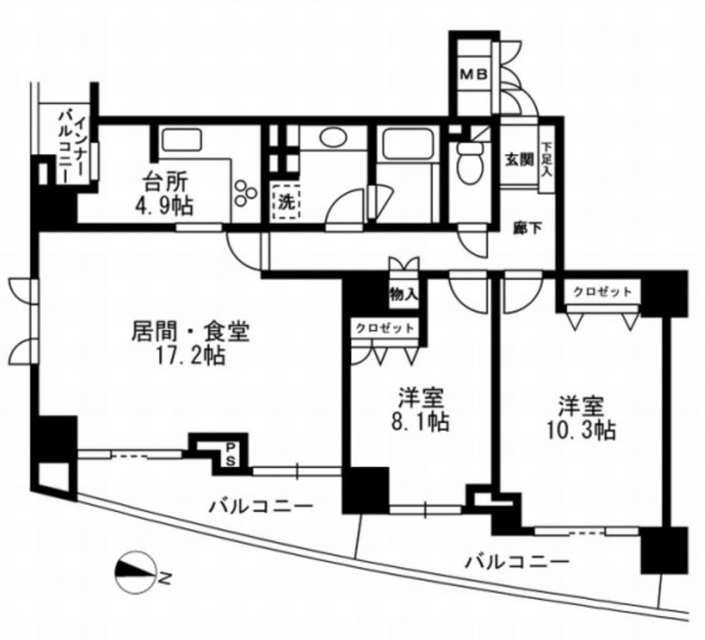 ミレニアムガーデンコート(2LDK/8階)の間取り写真