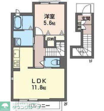 アトリエール湘南(1LDK/2階)の間取り写真