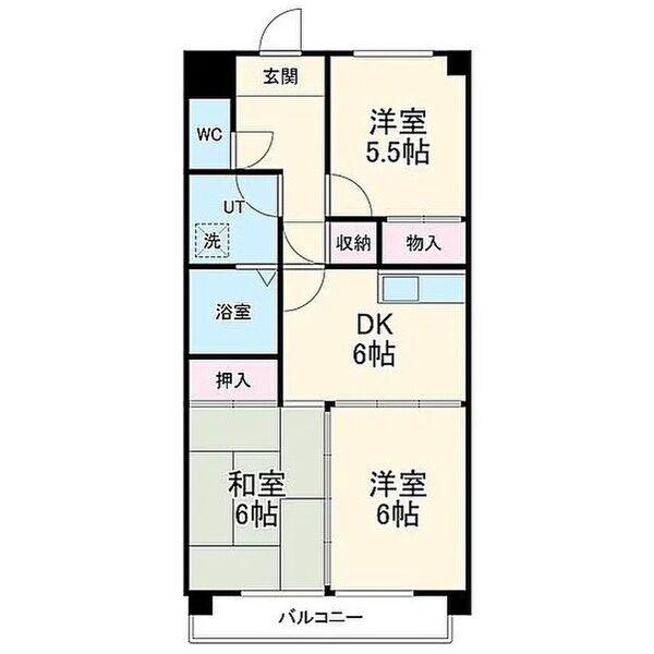 ローズコート大東(3DK/1階)の間取り写真
