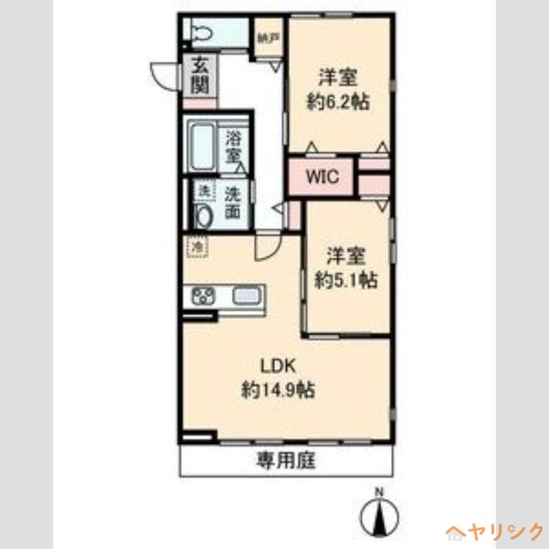 HEIM MAISON 庄内通駅東 B棟(2LDK/1階)の間取り写真