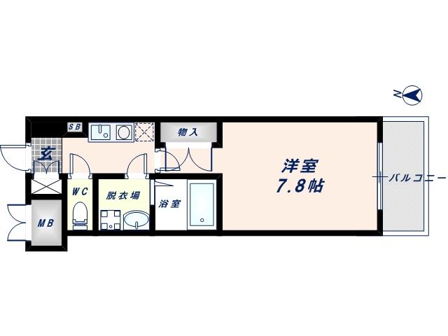 CASSIA高井田 ノース COURT(1K/9階)の間取り写真