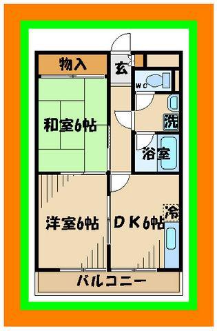 東府中マンション(2DK/2階)の間取り写真