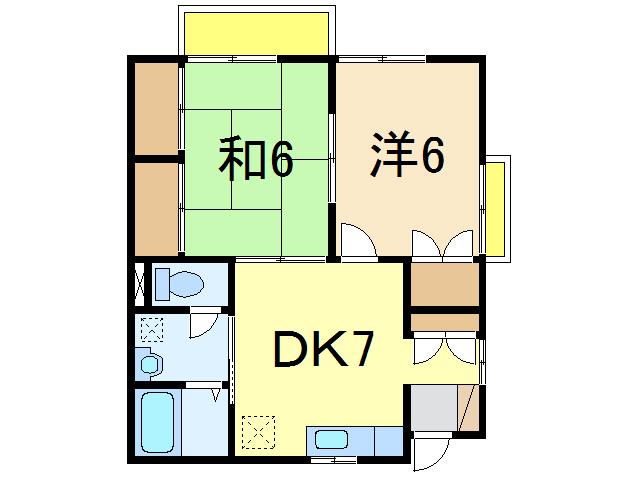グランペール緑町(2DK/2階)の間取り写真