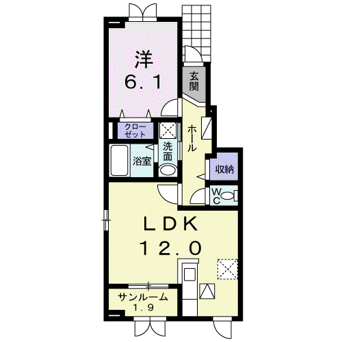 エオン21A DK(1LDK/1階)の間取り写真