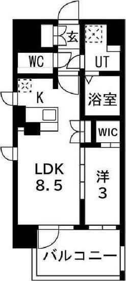 アーバンパーク御幣島(1LDK/3階)の間取り写真