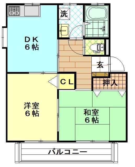 ビラージュくばら(2DK/2階)の間取り写真