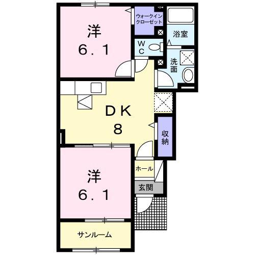 グレイスII(2DK/1階)の間取り写真