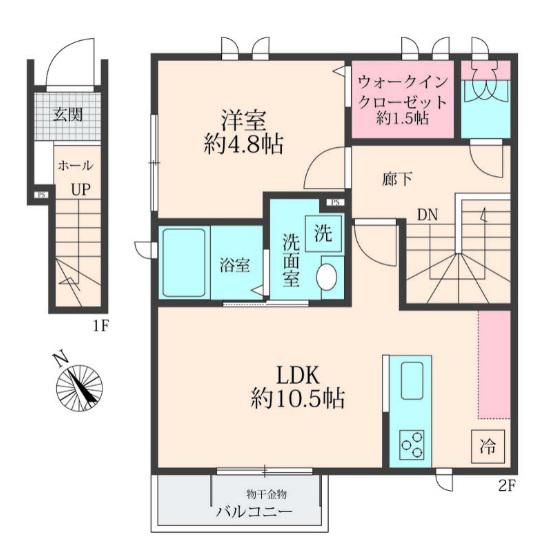 HOUSE千歳船橋(1LDK/2階)の間取り写真
