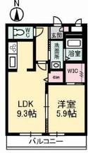 ウィスティリアA棟(1LDK/1階)の間取り写真
