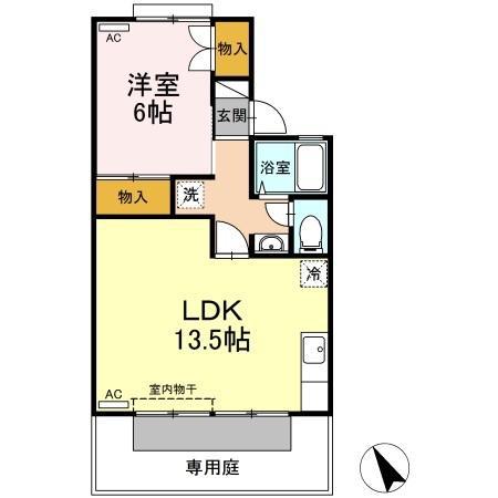 セジュール佐古(1LDK/1階)の間取り写真