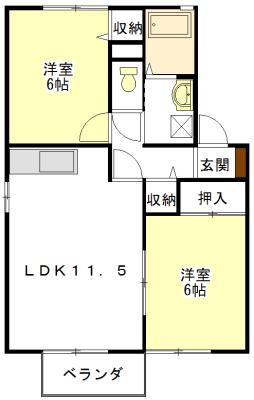 ネオハイツ(2LDK/1階)の間取り写真