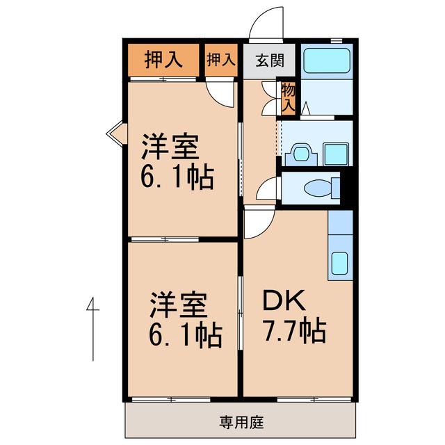 タウニィ井口II(2DK/1階)の間取り写真