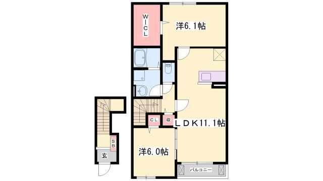リヴィエール・デュアルA(2LDK/2階)の間取り写真