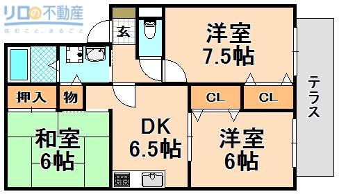 ウエストハイム(3DK/2階)の間取り写真