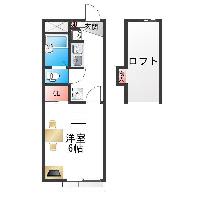 レオパレスSASA(1K/1階)の間取り写真