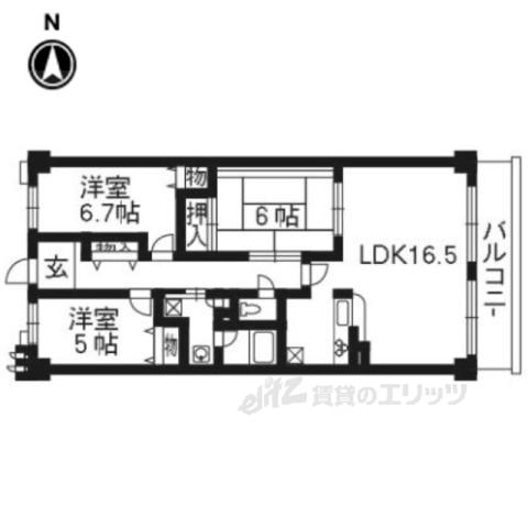 イトーピア宇治グランヒルズ616(3LDK/6階)の間取り写真