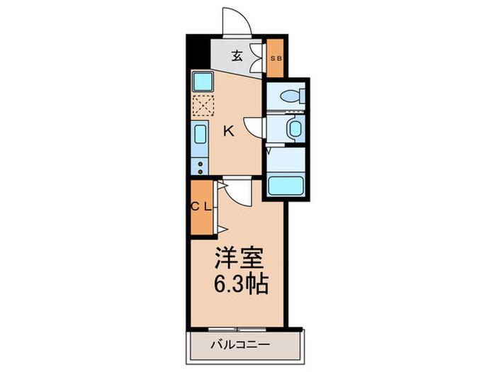 ラグゼ緑橋(1K/6階)の間取り写真