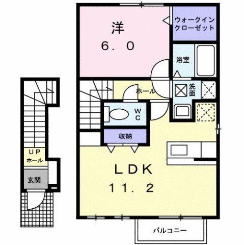 ソレアード・ピノ(1LDK/2階)の間取り写真