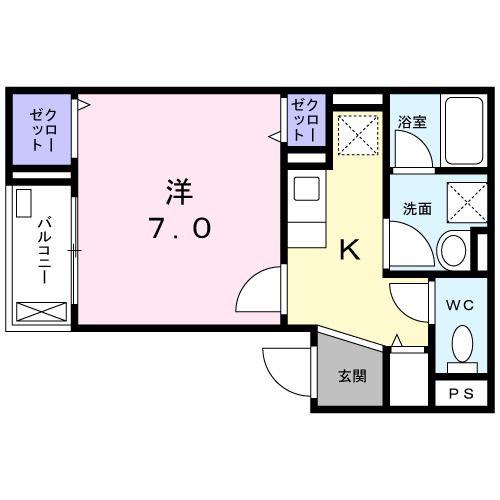 ルアナ戸越(1K/1階)の間取り写真